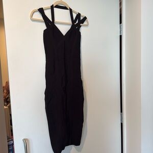 BEBE MIDI BODYCON BLACK BANDAGE DRESS SIZE SMALL